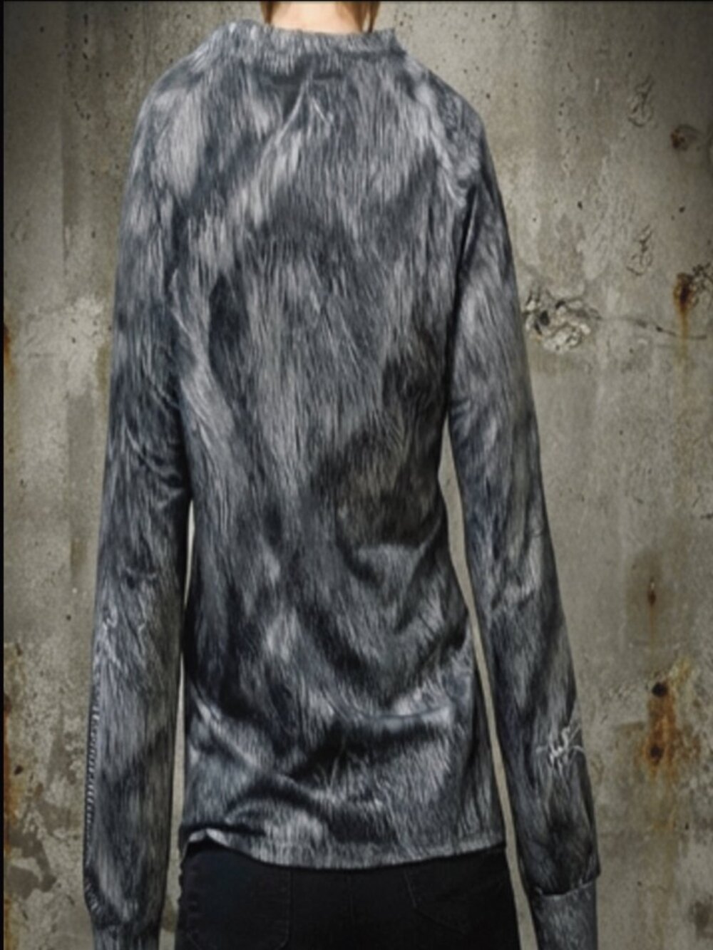 Long Sleeve Top | Illusion Black Cat & Faux Zipper Print - Picture 3 of 9